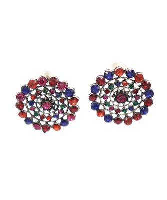 Silver Studded Multicolor Stone Studs 6