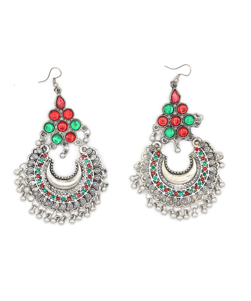 Silver Plated Chandbali Earrings
