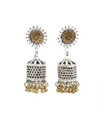 Silver Golden Finish Designer Oxidized Jhumki Earrings Antique Jewellery for Women and Girls 1