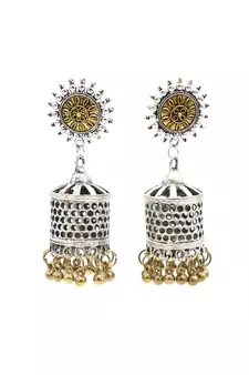 Silver Golden Finish Designer Oxidized Jhumki Earrings Antique Jewellery for Women and Girls