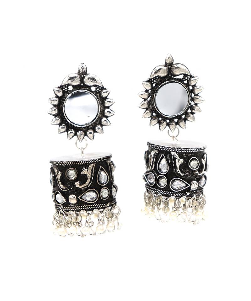Silver Oxidized Designers Jhumki