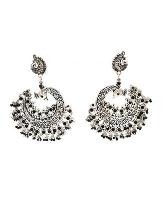 Silver Plated Oxidized  Peacock Jhumki 3