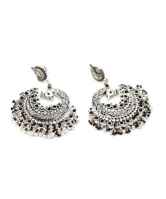 Silver Plated Oxidized  Peacock Jhumki 4