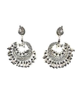 Silver Plated Oxidized  Peacock Jhumki 5