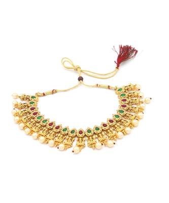 Gold Plated Traditional South Style Necklace Set For Women 5