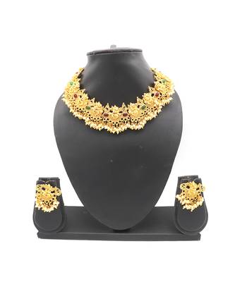 Gold Plated Temple Choker Necklace  Set For Women 3