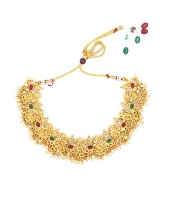 Gold Plated Temple Choker Necklace  Set For Women 5