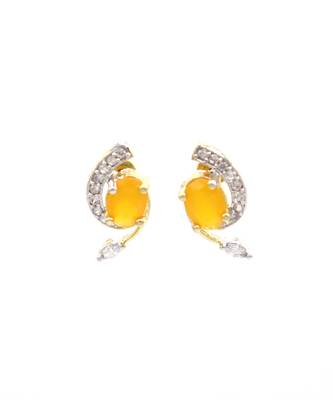 American Diamond Yellow Colored Gold Plated Necklace Set with Earring, Ring and Bracelet for Women & Girls 7
