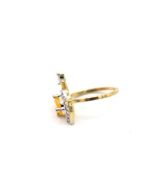 American Diamond Yellow Colored Gold Plated Necklace Set with Earring, Ring and Bracelet for Women & Girls 11