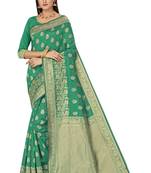 Green Woven Saree With Blouse