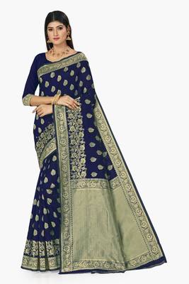 Blue woven art  saree with blouse 1