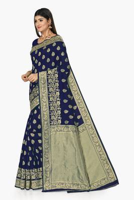 Blue woven art  saree with blouse 2