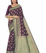 Purple Woven Saree With Blouse
