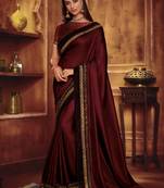 Vanya Zari Embroidered Maroon Silk Saree With Maroon Embroidered Blouse Designer Saree