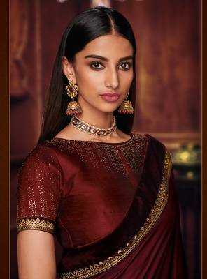 Vanya Zari Embroidered Maroon Silk Saree With Maroon Embroidered Blouse Designer Saree 2