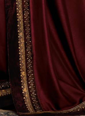 Vanya Zari Embroidered Maroon Silk Saree With Maroon Embroidered Blouse Designer Saree 4