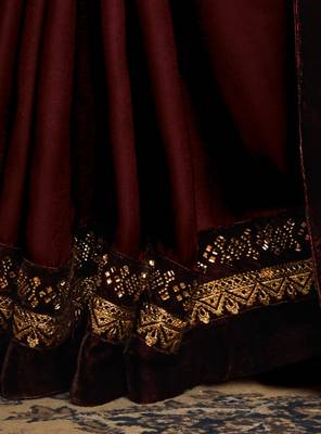 Vanya Zari Embroidered Maroon Silk Saree With Maroon Embroidered Blouse Designer Saree 5