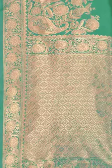 Green Woven Saree With Blouse