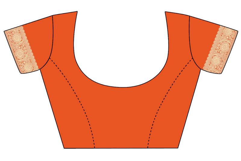 Orange woven  saree with blouse