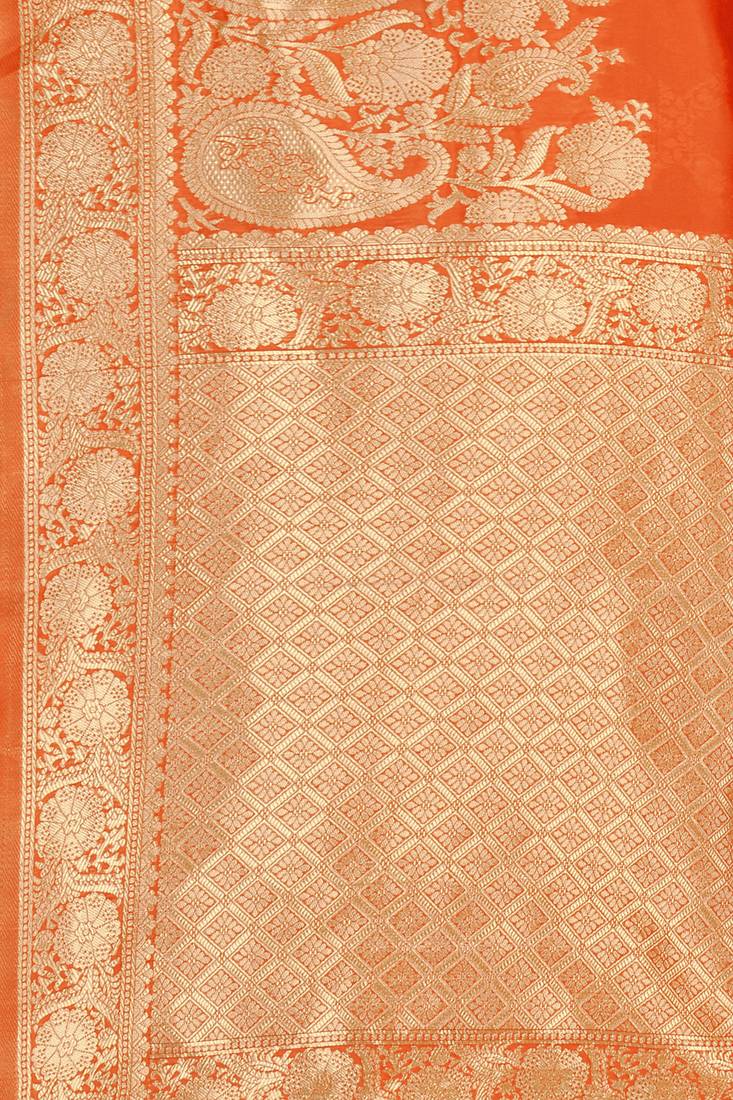 Orange woven  saree with blouse