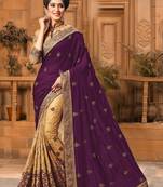 Trendmalls Light Purple Silk Fabric Embroidered Designer Indian Wedding Saree with Blouse