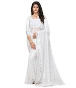 White plain Russel net saree