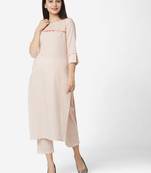 Cream color Printed Kurta Set