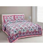 Ridan Cotton Multicoloured Printed King Size Double Bed Sheet With Pillow Cover