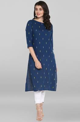 Blue printed cotton ethnic kurtis 3