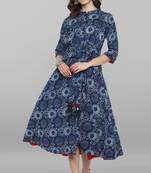 Janasya Blue printed cotton party wear kurtis