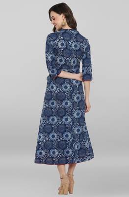 Janasya Blue printed cotton party wear kurtis 3