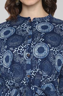 Janasya Blue printed cotton party wear kurtis 5