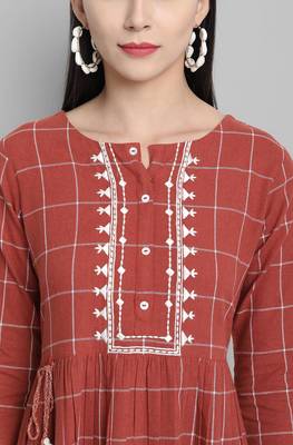Janasya Dark bronze printed cotton party wear kurtis 5