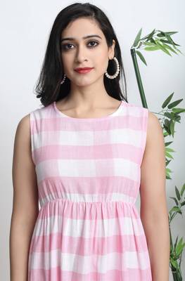 Janasya Pink printed cotton party wear kurtis 5