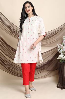 Janasya Off white woven viscose rayon tunics 2