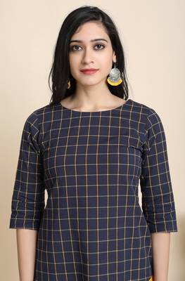Janasya Blue woven cotton cotton tops 5