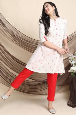Janasya Off white woven viscose rayon tunics 3