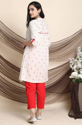 Janasya Off white woven viscose rayon tunics 4