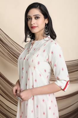 Janasya Off white woven viscose rayon tunics 5