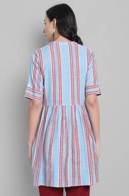 Janasya Blue printed cotton tunics 4
