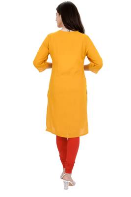 Mustard plain rayon ethnic-kurtis 3