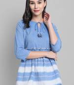 Blue woven cotton cotton tops