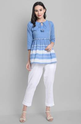 Blue woven cotton cotton tops 2