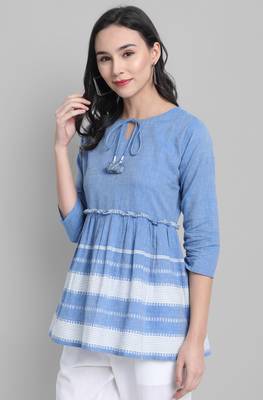 Blue woven cotton cotton tops 3