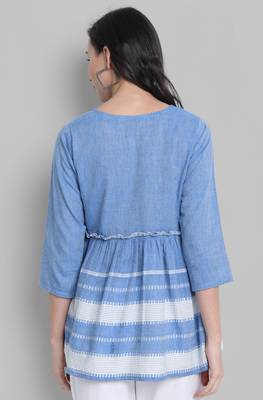 Blue woven cotton cotton tops 4