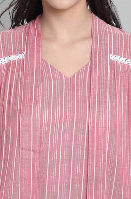 Janasya Pink woven viscose rayon party tops 5