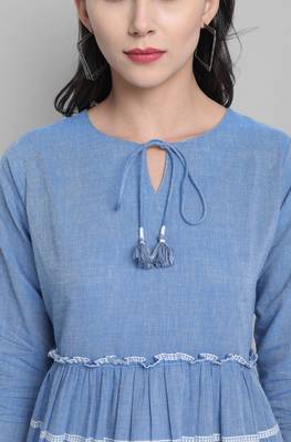 Blue woven cotton cotton tops 5