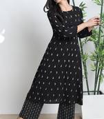 Janasya Black abstract print cotton salwar