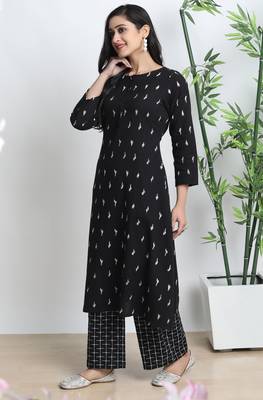 Janasya Black abstract print cotton salwar 2