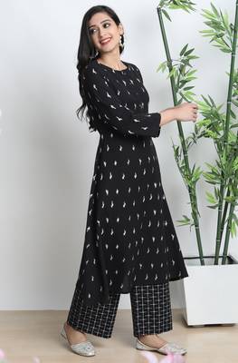 Janasya Black abstract print cotton salwar 3